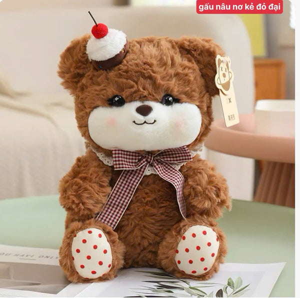 12. Brown Bear Wearing a Checkered Bow