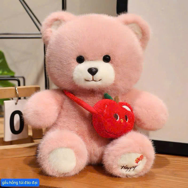 5. Pink Bear with Peach Crossbody Bag